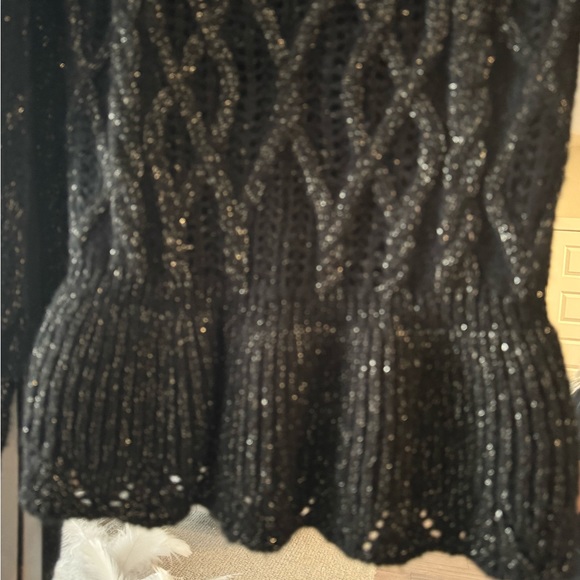 EXPRESS Black and Gold Shimmer Sweater. - Picture 7 of 9